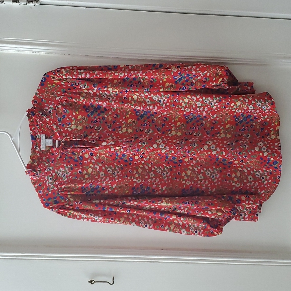 Ruffled Neck Floral Blouse